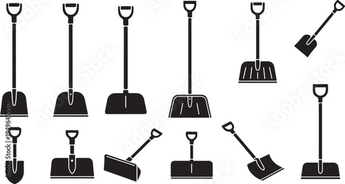 Collection of various shovels and digging tools
