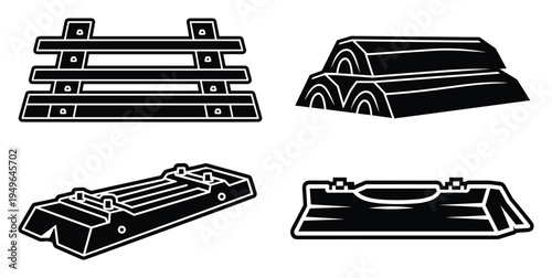 Industrial construction materials and concrete blocks set illustration