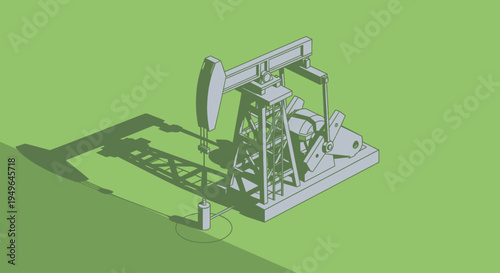 Oil Pumpjack Industrial Equipment Illustration.