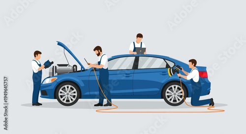Skilled mechanics performing comprehensive car maintenance and repair services.