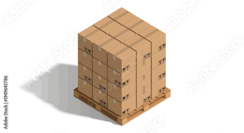 Stack of Cardboard Boxes on a Wooden Pallet.
