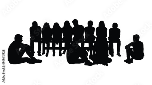 A group of people sitting and standing together