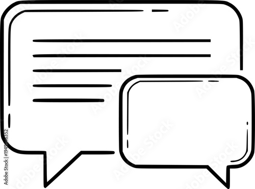 Modern message information memo box, thin line communication thought or say doodle chat, conversation dialogue speech bubble isolated outline icon