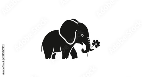 Black silhouette of an elephant.