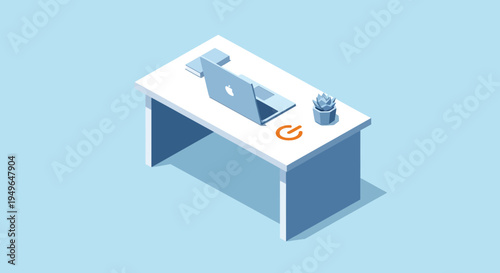 Isometric view of office desk.