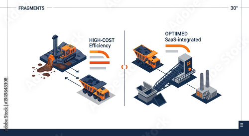Mining operations with high cost efficiency and optimized fully integrated systems.
