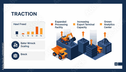 Traction slide with data visualization and industrial facility illustration.