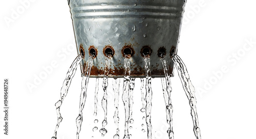 Wallpaper Mural Water flows freely from a rusty metal bucket outdoors Torontodigital.ca