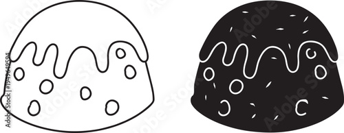 Pudding illustration, decorative dessert design, festive holiday sweet vector, seasonal food artwork, traditional celebration treat drawing