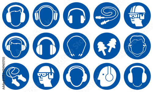 Ear Protection Set Symbol Sign, Vector Illustration, Isolated On White Background Label. EPS10