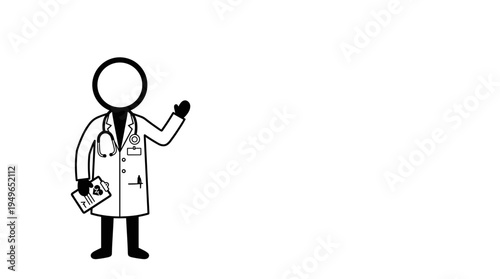 Doctor Waving and Holding Medical Chart
