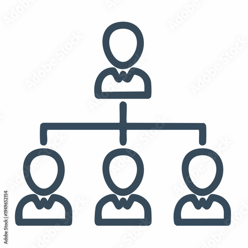 Hierarchical organizational structure with a leader overseeing three team members.