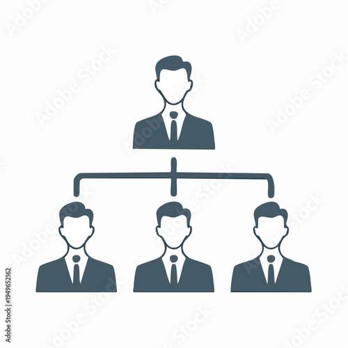 Hierarchical organizational structure with a manager overseeing three team members.