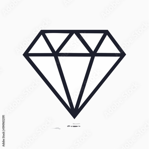 A simple black outline drawing of a classic diamond shape with facets on a white background, representing luxury and value.