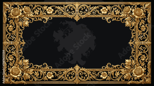 Luxurious Golden Floral Ornament Frame Design