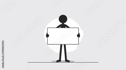 Wallpaper Mural Stick Man Holding Blank Sign Board Torontodigital.ca