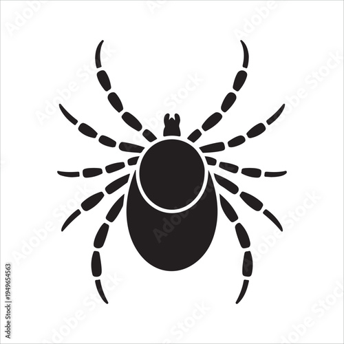 Detailed tick silhouette vector icon isolated on white background for pest control branding