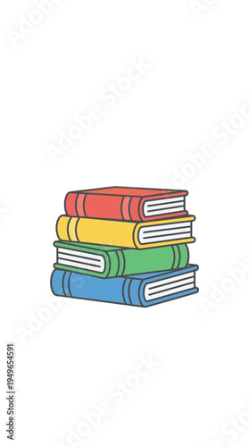 Vibrant Stack of Educational Books Icon Symbolizing Knowledge, Learning, and Academic Pursuit for Educational Resources and Design Projects