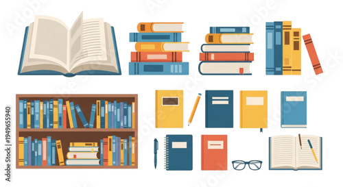 Education Books Illustration Pack – Reading and Learning Icons
