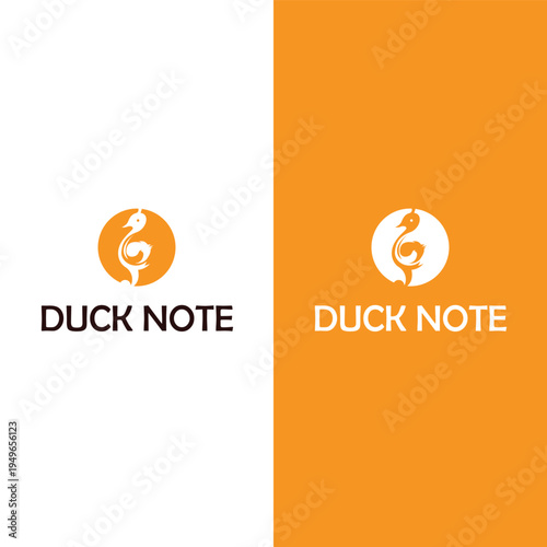 Simple duck music note icon logo for sound audio studio brand melody podcast streaming creative design