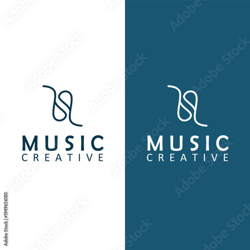 Minimal music note symbol logo for modern sound audio studio podcast streaming melody brand