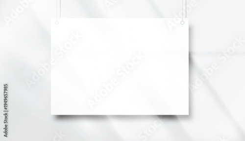 Realistic blank plastic frame photo mockup with natural shadow overlay on background. Clean modern presentation template ideal for artwork display, gallery posters, branding visuals and print previews