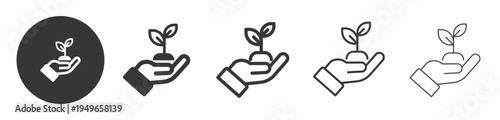 Planting a Seedling thin line and solid icon. Multi series icon. Web minimal icon