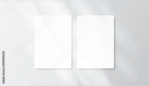 Realistic blank plastic frame photo mockup with natural shadow overlay on background. Clean modern presentation template ideal for artwork display, gallery posters, branding visuals and print previews