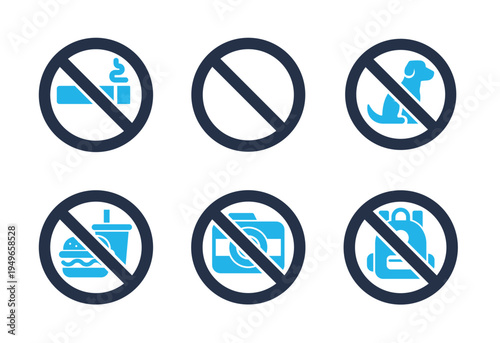 General Prohibition for Public icon set. Solid glyph series icons