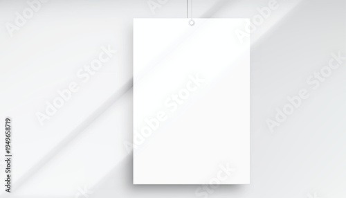 Realistic blank plastic frame photo mockup with natural shadow overlay on background. Clean modern presentation template ideal for artwork display, gallery posters, branding visuals and print previews