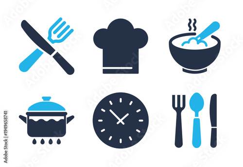 Cooking Supplies and Tableware icon set. Solid glyph series icons