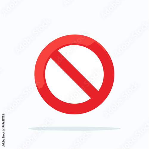 Red circle with a line through it, prohibition sign, warning symbol, illustration