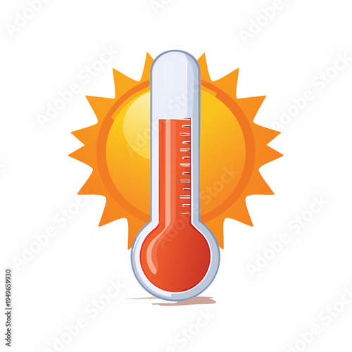 Thermometer with the Sun Symbolizing High Temperature and Heat