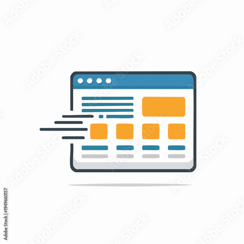 Speeding website window design concept with motion graphic effect