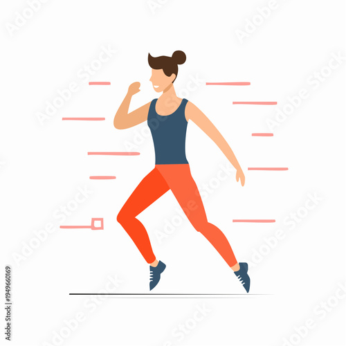 Woman running in exercise clothing in graphic illustration