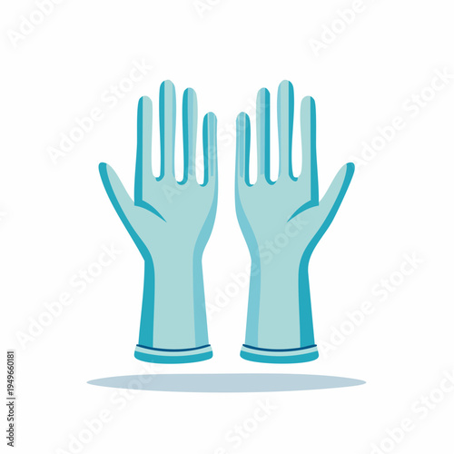 Cartoon illustration of medical or cleaning gloves