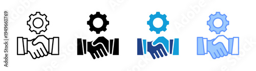 Handshake icon set multiple style collection