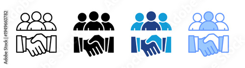 Cooperation icon set multiple style collection