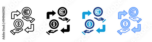 Exchange icon set multiple style collection