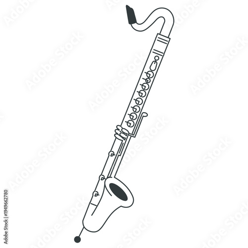 ミニマルなバスクラリネットの線画イラスト