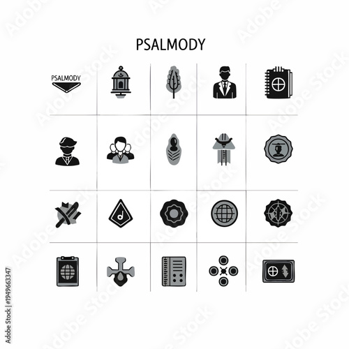 Psalmody Icons and Religious Music Symbols.