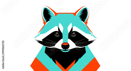 Stylized raccoon portrait vector illustration on white background