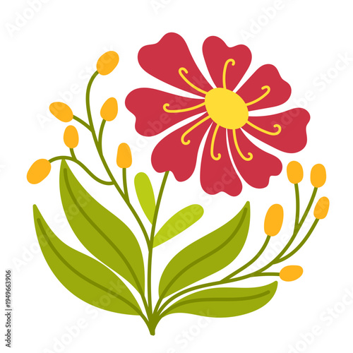 daisy flower. groovy abstract bloom. circle meadow flower. nature decor