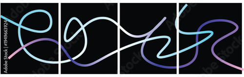 Abstract neon gradient line flow across panels on dark background modern design