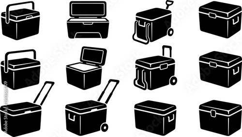 Box for ice vector illustration on white background. Isolated outline set icon icebox.
