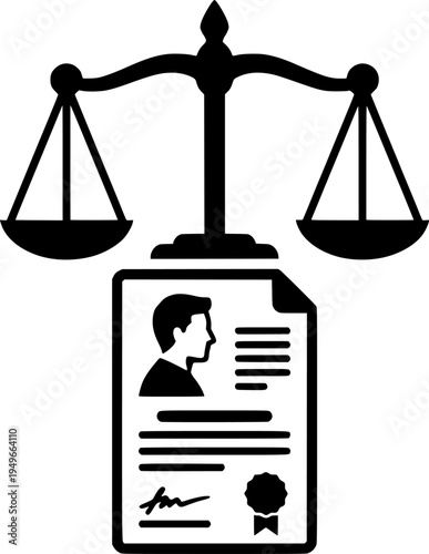 Silhouette vector of ethics in AI scale icon representing balance, fairness, justice, and responsible technology.
