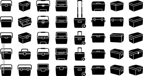 Box for ice vector illustration on white background. Isolated outline set icon icebox.
