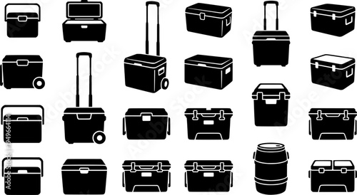 Box for ice vector illustration on white background. Isolated outline set icon icebox.
