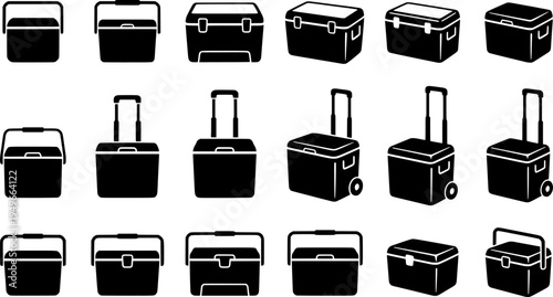 Box for ice vector illustration on white background. Isolated outline set icon icebox.
