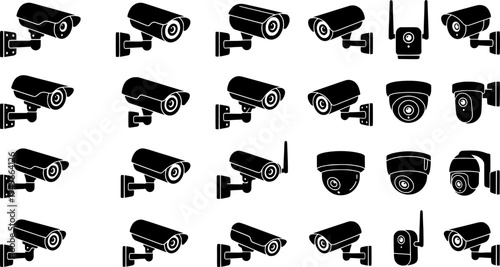 Security cameras isolated isometric set icon.
